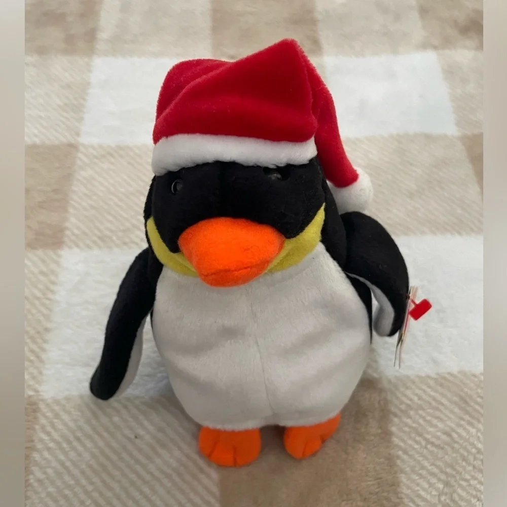 Ty Penguin Plush with Red Santa Hat named Zero 1998
